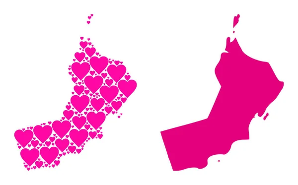 Pink Love Collage Map of Omán — Stockový vektor