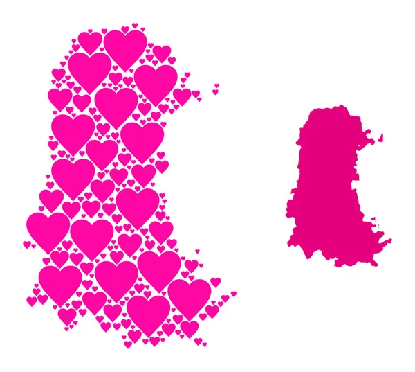 Розовое сердце на карте Паленсии-Провинции — стоковый вектор