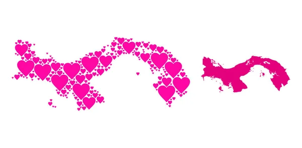 パナマのピンクバレンタインモザイク地図 — ストックベクタ