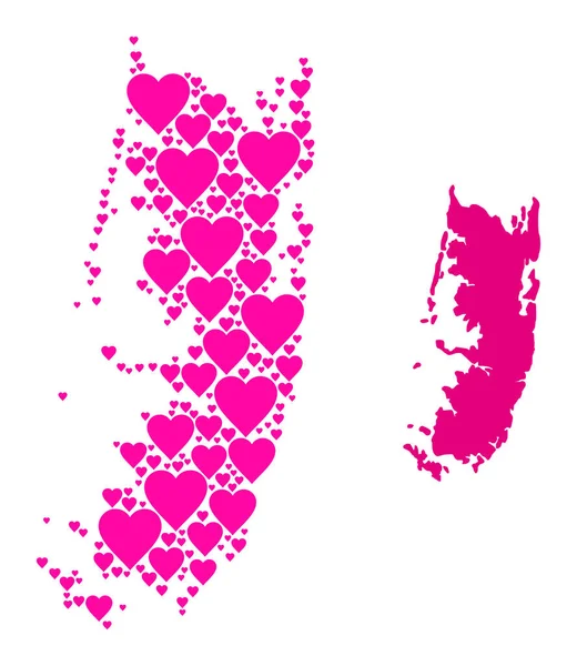 Pembe Sevgililer Günü Pemba Adası Mozaik Haritası