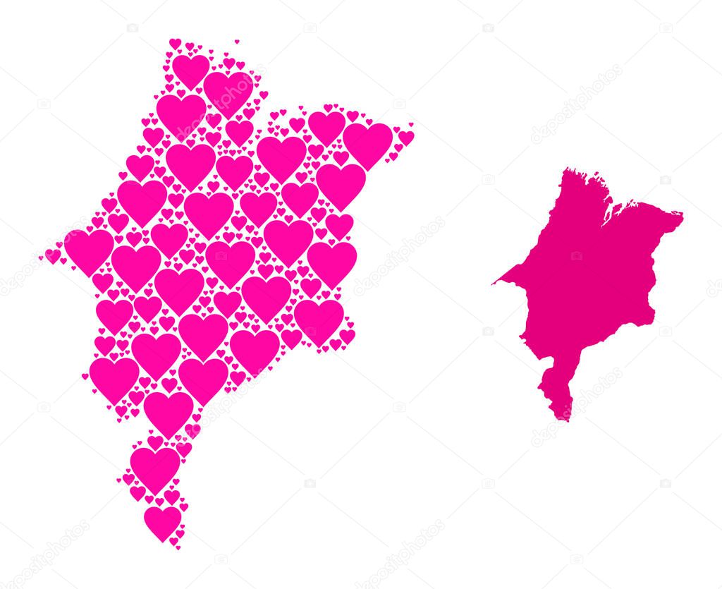 Pink Heart Pattern Map of Maranhao State