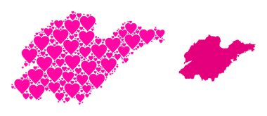 Shandong Eyaletinin Pembe Aşk Mozaik Haritası