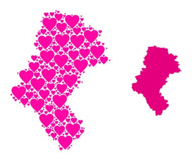 Silezya Eyaleti Pembe Aşk Kolajı Haritası