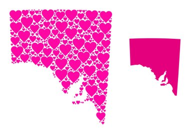 Güney Avustralya Pembe Sevgililer Günü Kolajı Haritası