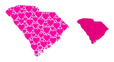 Pembe Sevgililer Günü Güney Carolina Şablonu Haritası