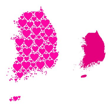 Güney Kore Pembe Güzel Kolaj Haritası