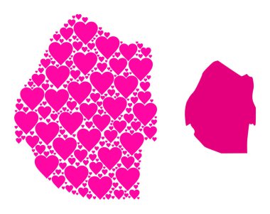 Pembe Sevgililer Günü Svaziland Mozaik Haritası