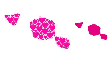 Tahiti ve Moorea Adalarının Pembe Şablon Haritası