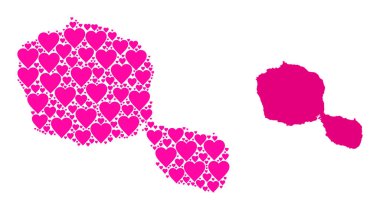 Tahiti Adasının Pembe Aşk Mozaik Haritası