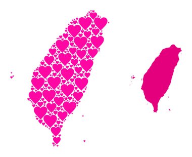 Pembe Aşk Kolajı Tayvan Haritası