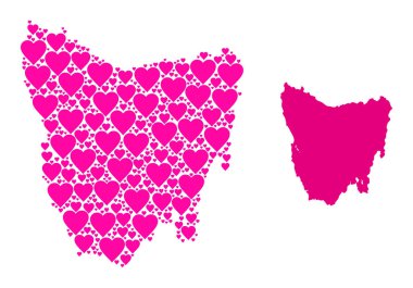 Tazmanya Adasının Pembe Aşk Mozaik Haritası