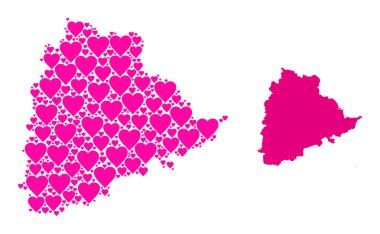 Telangana Eyaletinin Pembe Aşk Kolajı Haritası