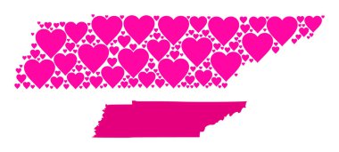 Tennessee Eyaleti Pembe Güzel Kolaj Haritası