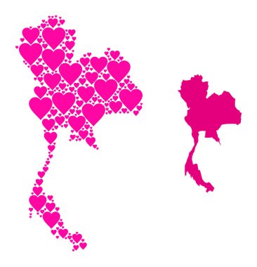 Pembe Aşk Kolajı Tayland Haritası