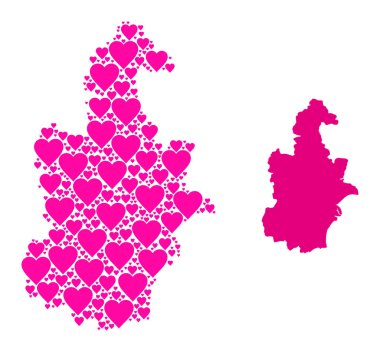 Pembe Sevgililer Günü Mozaik Tianjin Belediyesi Haritası