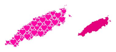 Pembe Sevgililer Günü Tobago Adası Mozaik Haritası