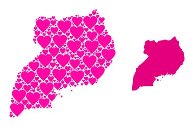 Pembe Sevgililer Günü Uganda Mozaik Haritası