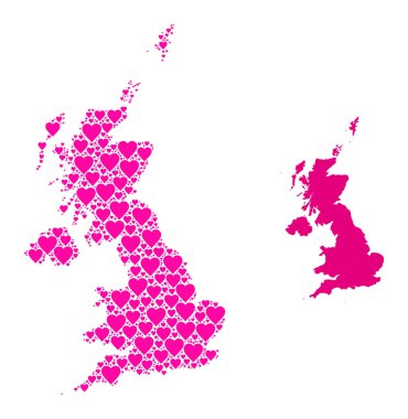 Pembe Kalp Mozaik Birleşik Krallık Haritası