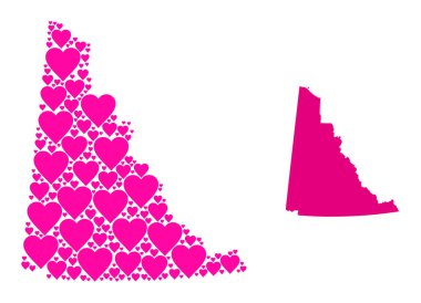 Yukon Eyaleti 'nin Pembe Aşk Kalbi Mozaik Haritası