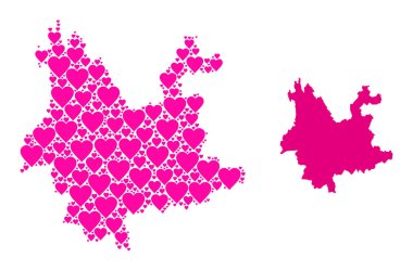 Yunnan Eyaleti Pembe Güzel Kolaj Haritası