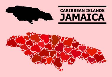 Jamaika 'nın Kırmızı Sevgililer Günü Deseni Haritası