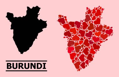Burundi 'nin Kırmızı Sevgililer Günü Kolajı Haritası