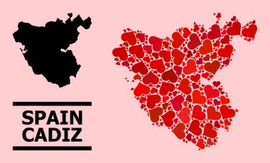 Cadiz Eyaleti Kırmızı Kalp Kolajı Haritası