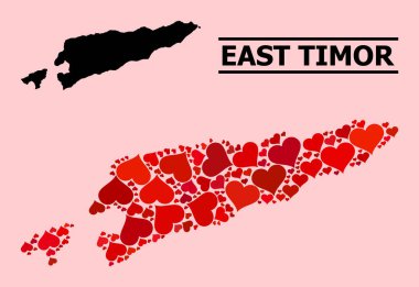 Doğu Timor 'un Kırmızı Kalp Kolajı Haritası