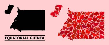 Kızıl Aşk Kalp Şablonu Ekvator Ginesi Haritası