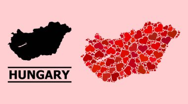 Macaristan 'ın Kırmızı Güzel Mozaik Haritası