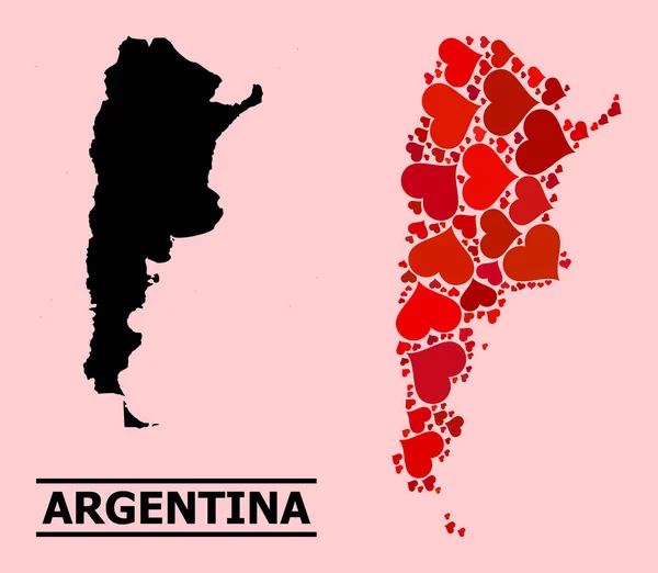 Red Lovely Collage Mappa di Argentina — Vettoriale Stock