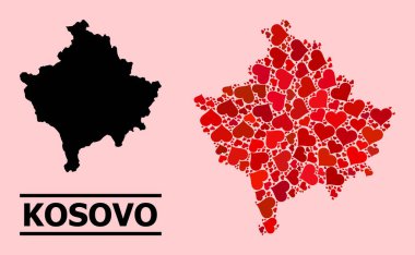 Kosova 'nın Kırmızı Güzel Kolaj Haritası