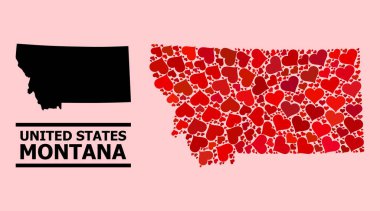 Montana Eyaleti Kızıl Aşk Kolajı Haritası