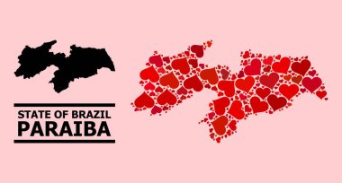 Paraiba Eyaletinin Kırmızı Sevgililer Günü Mozaik Haritası