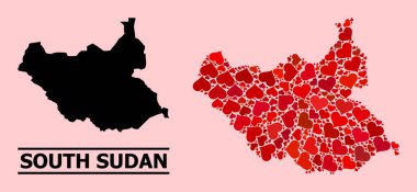 Güney Sudan 'ın Kırmızı Güzel Kolaj Haritası