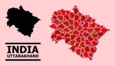 Uttarakhand Devleti Kırmızı Kalp Mozaik Haritası