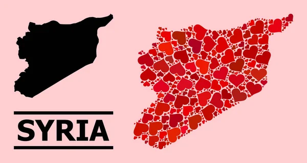 시리아의 아름다운 붉은 모자이크 지도 — 스톡 벡터
