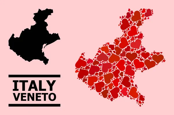 Rode Mooi Patroon Kaart van Veneto regio — Stockvector