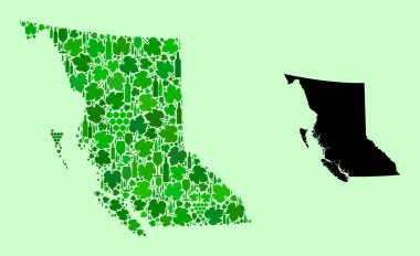 British Columbia Eyaletinin Haritası - Şarap ve Üzüm Yaprakları Mozaiği