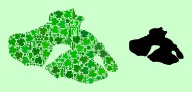 Lezbiyen Adası Haritası - Şarap ve Üzüm Yaprakları Kompozisyonu