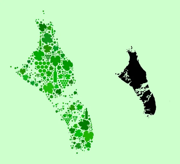 バハマ地図-バハマ島-ワインとブドウのモザイク — ストックベクタ