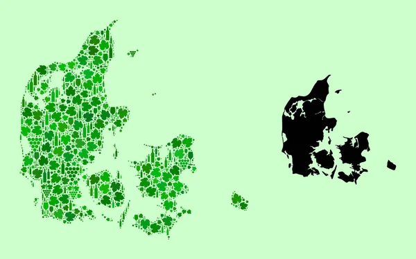 丹麦地图-葡萄酒和葡萄的组成 — 图库矢量图片