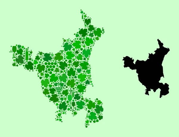 Mapa do Estado de Haryana - Mosaico do Vinho e Uvas —  Vetores de Stock