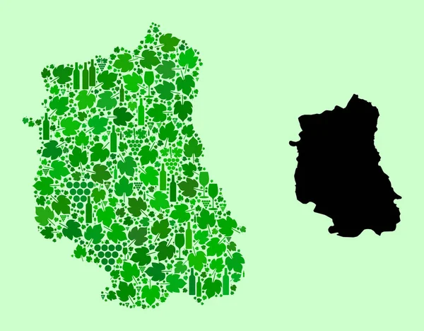 Karte der Woiwodschaft Lublin - Mosaik aus Wein und Traubenblättern — Stockvektor