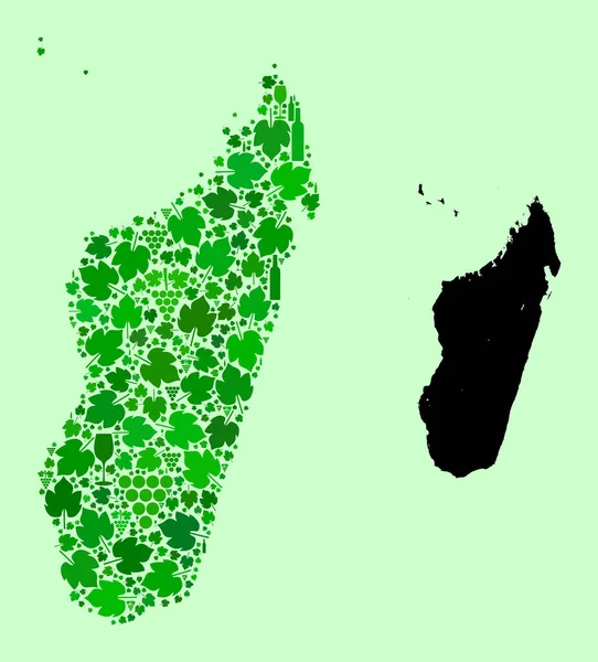 Карта острова Мадагаскар - Состав вина и винограда — стоковый вектор