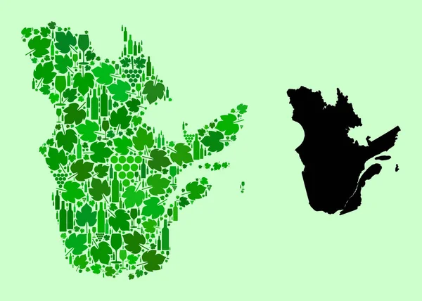 Mappa della Provincia di Quebec - Composizione di Vino e Uva — Vettoriale Stock