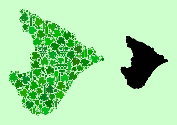 Mapa do Estado de Sergipe - Colagem de Vinhos e Uvas — Vetor de Stock