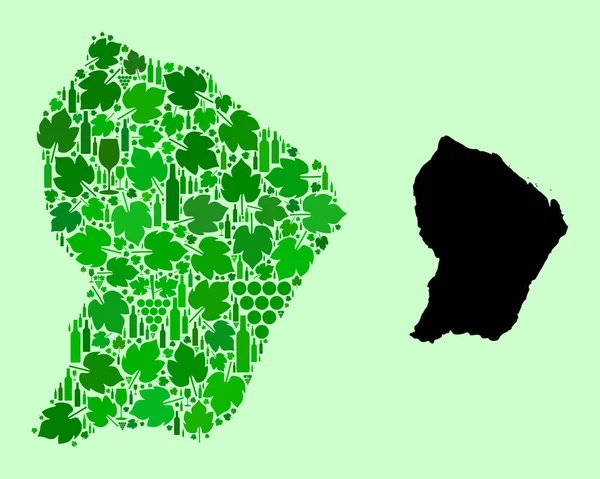 Carte de Guyane - Mosaïque du vin et des feuilles de raisin — Image vectorielle