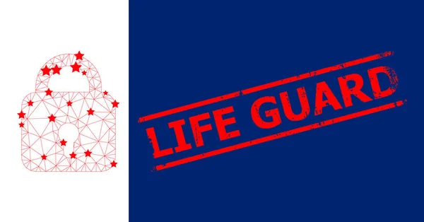 Life Guard подряпаний штамп і блокування полігональної сітки — стоковий вектор