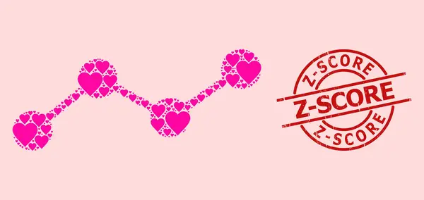 ความทุกข์ Z-Score Seal และ Pink Valentine Chart Collage — ภาพเวกเตอร์สต็อก